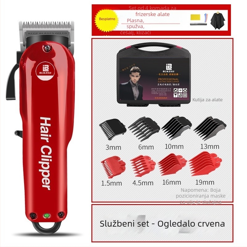 Suko TS-05 Električna mašinica za šišanje kose – Dvostruki način napajanja (punjenje/napajanje), Keramička glava za rezanje, Uklonjiva i periva glava, 12W