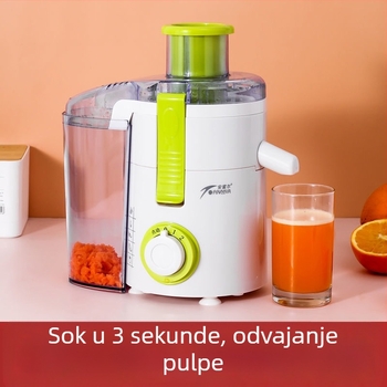Centrifugalni sokovnik s 12 redova noževa, 230W, 220V, unutarnji spremnik od nehrđajućeg čelika, kućište prehrambene kvalitete, kružni otvor za dosip, spremnik za pulpu 0,5–1 L, maksimalan izlaz soka 600 ml po ciklusu