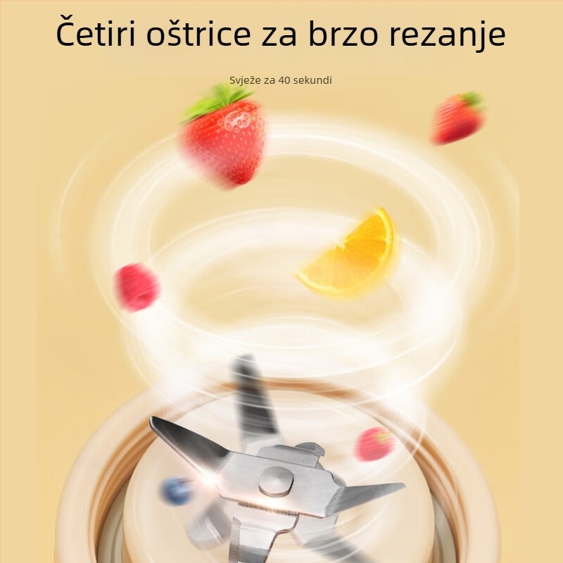 Joyoung prijenosni bežični sokovnik s ugrađenom baterijom, 4 noža, kapacitet 400 ml, brzina 12 001–15 000 rpm, snaga do 200 W