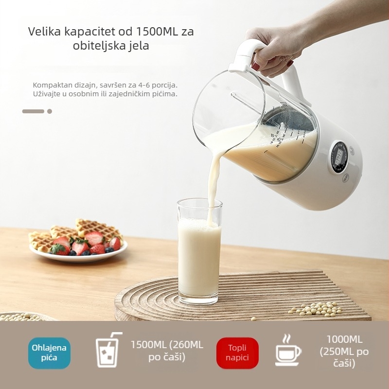 Stroj za sojino mlijeko Mis-dj01 - kućni, potpuno automatski, bez kuhanja, kapacitet 1,5 L, snaga 600 W, grijanje na šasiji, automatsko čišćenje
