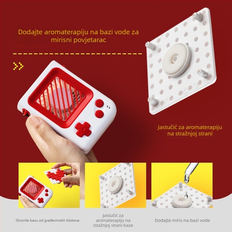 Ventilator za vrat bez lopatica, mini USB prijenosni ventilator, DIY dizajn od blokova