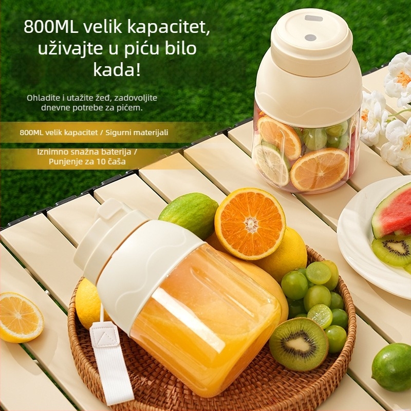 Prijenosna punjiva čaša za cijeđenje soka – kapacitet 801–1000 ml, 18000 rpm, 50 W, 5+ oštrica, ugrađena baterija