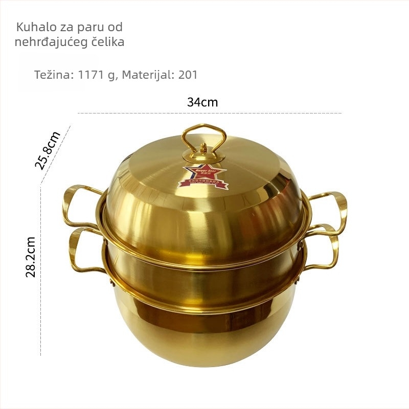 Trojeročni parni lonac od nehrđajućeg čelika 201, dubina 28,2 cm, pogodan za običan štednjak
