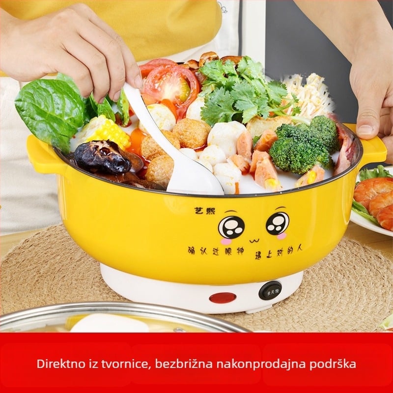 Električna posuda za kuhanje s nelepljivim unutarnjim dijelom, višenamjenska, snaga ispod 800W, za 1–2 osobe, plastično kućište, dubina unutarnje posude 10 cm; funkcije: parenje, kuhanje, prženje, dinstanje