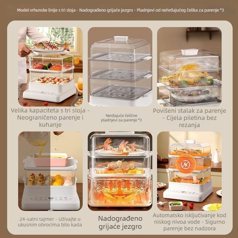 Električno parno kuhalo, s jednim slojem, kapacitet iznad 10 L, dodirno upravljanje, funkcija rezervacije
