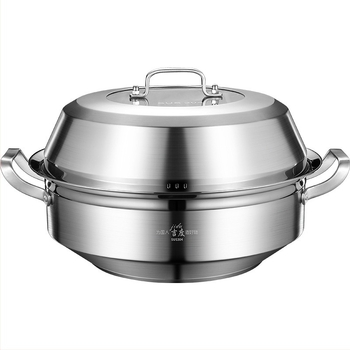 Parni lonac, 3-slojni, od 304 nehrđajućeg čelika, uključuje dvije pladnje za paru i jednu pladnju za saunu, bez dima, prikladan za plinski štednjak