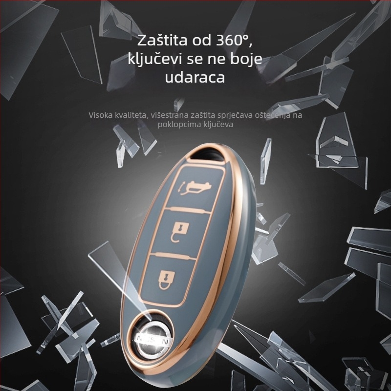 TPU futrola za Nissan ključ; kompatibilna s Teana, Sylphy, Tiida, Qashqai, Bluebird; Model Nissan A11J; Licencirana privatna oznaka: Da
