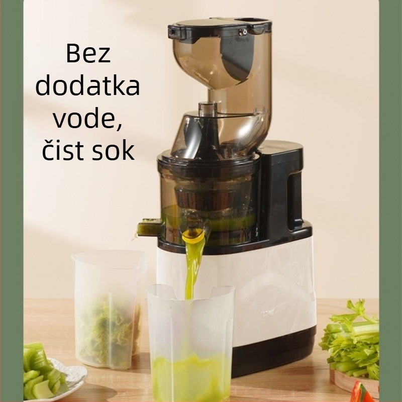 Sokovnik za voće i povrće, automatski, velikog promjera, bez rezanja, silikonski unutarnji spremnik, 180 W, kapacitet 801–1000 ml, vertikalni vijčani mehanizam