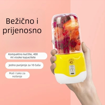 Kućni višenamjenski električni sokić, kompaktan prenosni ručni, sa četiri oštrice, brzina 18000 rpm, snaga 30W, kapacitet 400 mL, ugrađena baterija