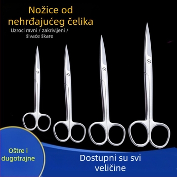 Nehrđave čelične kirurške škarice za uklanjanje šavova, zakrivljena vrh, škarice za gazu i zavoje, branda Chuangyue