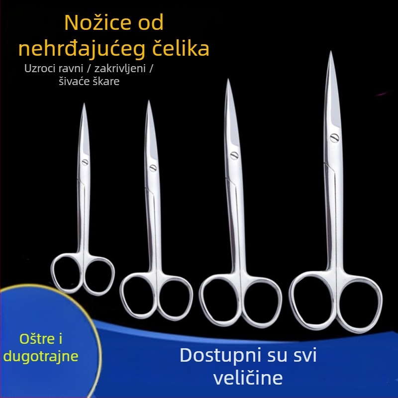 Nehrđave čelične kirurške škarice za uklanjanje šavova, zakrivljena vrh, škarice za gazu i zavoje, branda Chuangyue