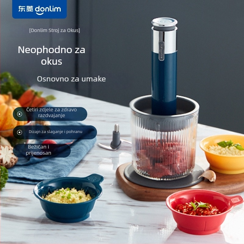 Bežično mini višenamjenski kuhinjski mesomlin i mikser, dvostruke miješajuće oštrice; kapacitet <1 L; napon ≤36V; brzina ≤10000 rpm; poluautomatni način