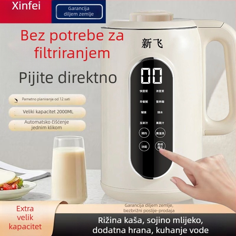 Xinfei višenamjenska mašina za sojino mlijeko za kućnu uporabu • 800 W • Kapacitet 1,8–2,5 L • 220V/50Hz • za 2–3 porcije • automatsko čišćenje