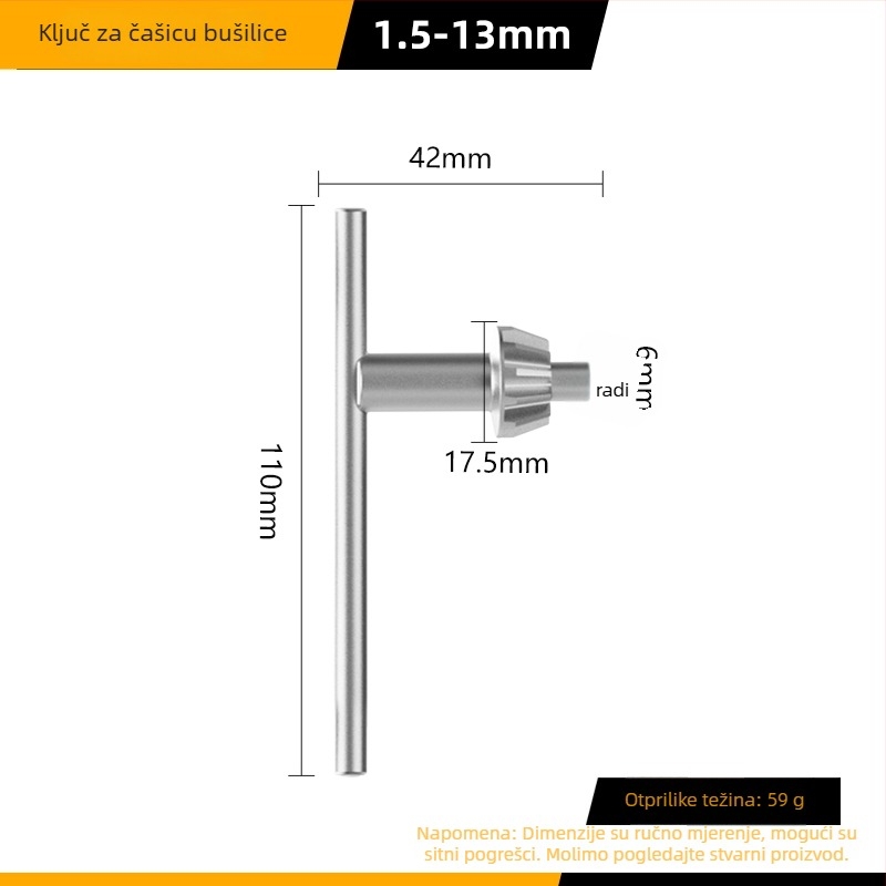 Ključ za čašicu bušilice — Model: Drill Chuck Key; Šifra proizvoda: F7555J5MM97H58; Marka: Other