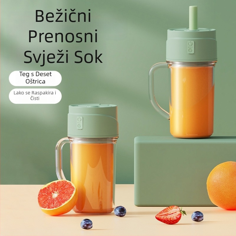 Prijenosna čašica za sok s bežičnim punjenjem, 18000 rpm, 5+ oštrica, kapacitet 340 ml, 50 W