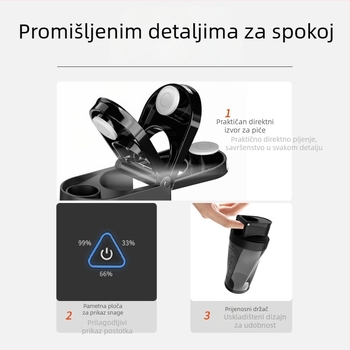 Prijenosna posuda za sok, 12V blender, 360W, 401–600 ml, Pet ili više oštrica, Ugrađena punjiva baterija