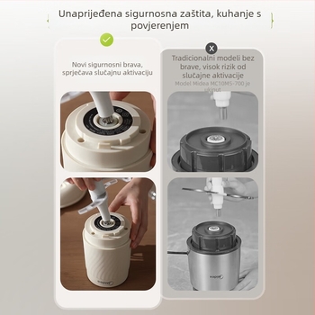Midea kućni električni aparat za mljevenje mesa, kompaktni poluautomatski stroj s 1 oštricom, staklena posuda, 111-240 V, do 10000 obrt./min