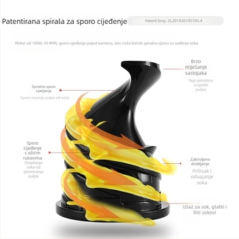 Mckaka kompaktni automatski sokovnik s odjelom pulpe i soka, bez filtera, mini i lak za pohranu - posuda za sok 450 ml, posuda za pulpu 300 ml; ≤200W, ≤12000 rpm, maksimalno 400 ml po korištenju