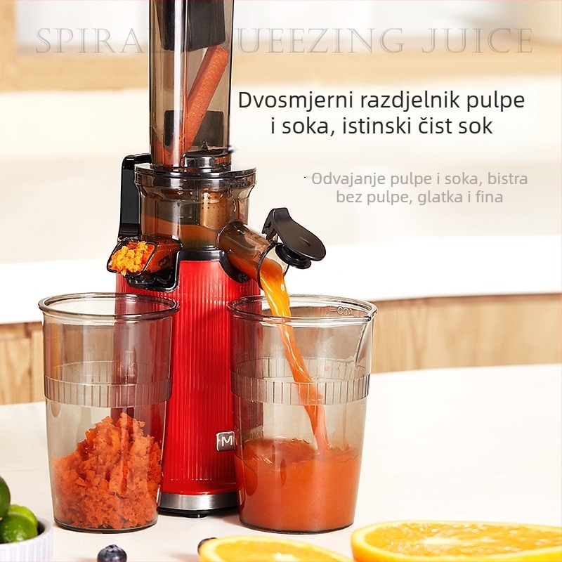 Mckaka kompaktni automatski sokovnik s odjelom pulpe i soka, bez filtera, mini i lak za pohranu - posuda za sok 450 ml, posuda za pulpu 300 ml; ≤200W, ≤12000 rpm, maksimalno 400 ml po korištenju