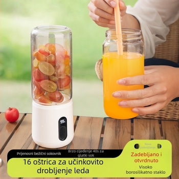 Prijenosni sokovnik i blender s bežičnim punjenjem, čaša za sok, električni kuhinjski uređaj