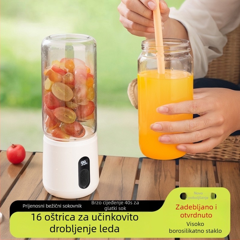 Prijenosni sokovnik i blender s bežičnim punjenjem, čaša za sok, električni kuhinjski uređaj