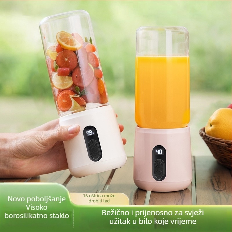 Prijenosni sokovnik i blender s bežičnim punjenjem, čaša za sok, električni kuhinjski uređaj