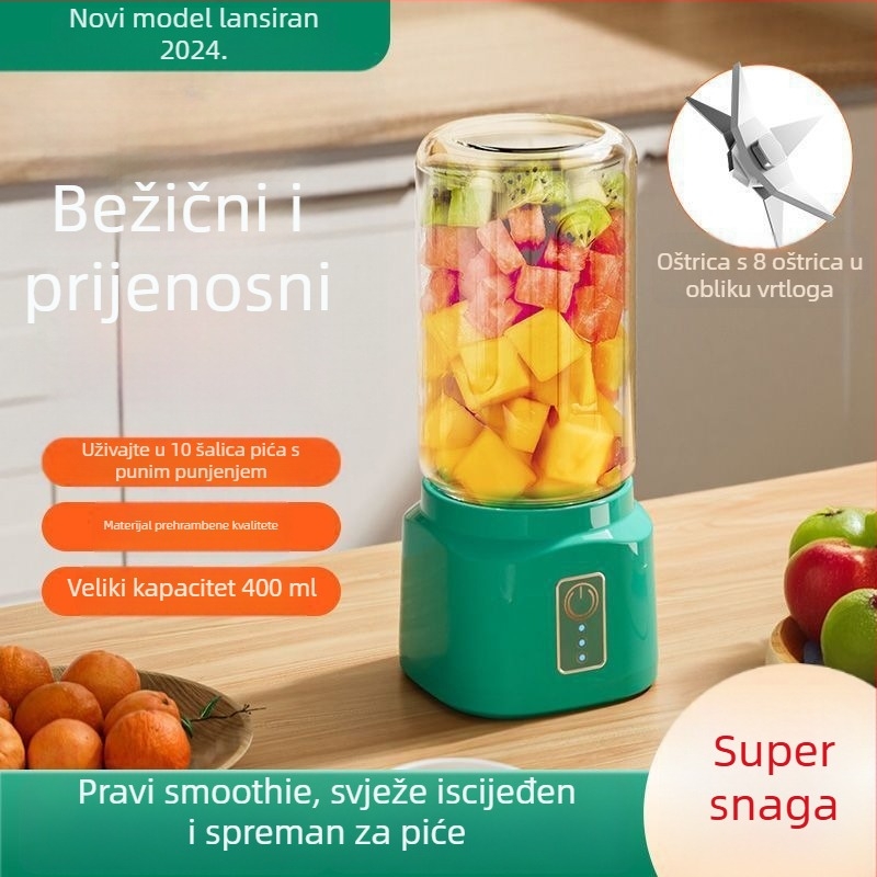 Potpuno automatizirani prijenosni kućni sokovnik s integriranim odjeljivačem pulpe i višefunkcionalnom preradom soka