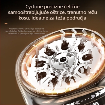 Muški električni strojek za samobrijanje, bez četkastog motora, oštrica od nehrđajućeg čelika, dvostruki način napajanja