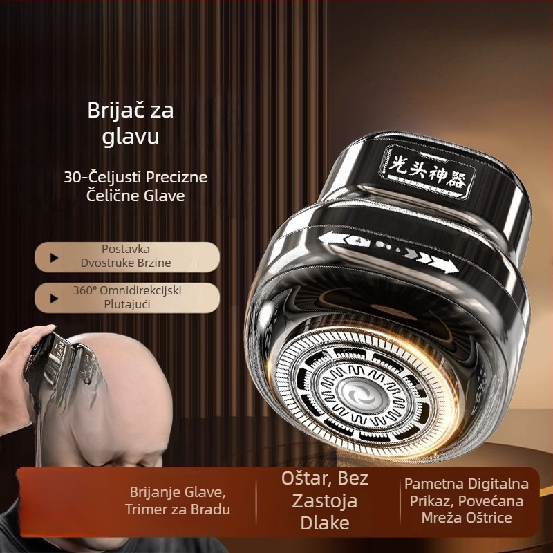 Muški električni strojek za samobrijanje, bez četkastog motora, oštrica od nehrđajućeg čelika, dvostruki način napajanja