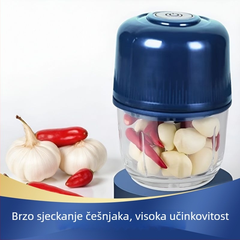 Električni prešač češnjaka, kompaktni bežični sjeckalica za češnjak i čili, kuhinjski procesor hrane