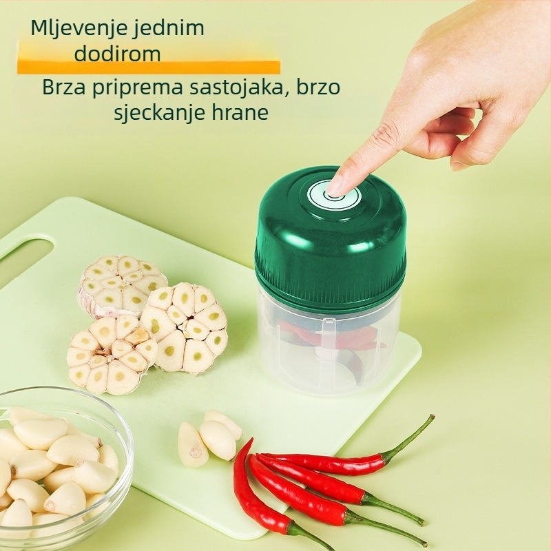 Električni prešač češnjaka, kompaktni bežični sjeckalica za češnjak i čili, kuhinjski procesor hrane