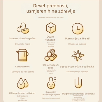 Domaći stroj za sojino mlijeko Little Raccoon DJJ, 220V, kapacitet ispod 10 L, za 2–3 osobe, funkcija unaprijed postavljanja, energetska razina učinkovitosti 1