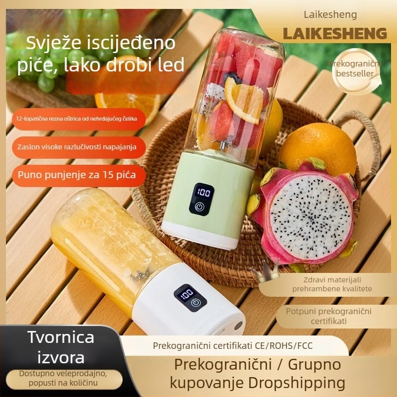 Bežični prijenosni sokovnik za kućnu i vanjsku upotrebu, LED zaslon, kapacitet 500 ml