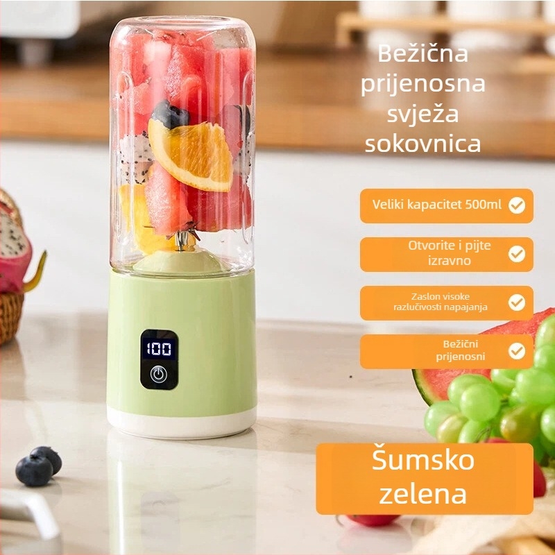 Bežični prijenosni sokovnik za kućnu i vanjsku upotrebu, LED zaslon, kapacitet 500 ml