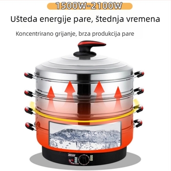 Električni parni lonac s tri sloja, nehrđajući čelik, kapacitet 10 L+, mehaničko upravljanje