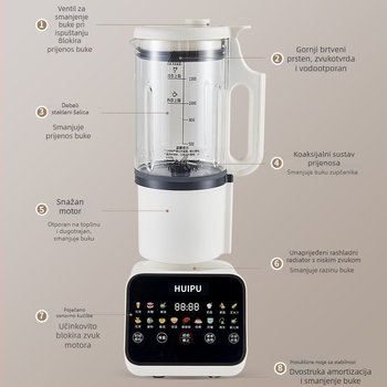 Blender visokih brzina, kapacitet 1,2 L, dodirno upravljanje, automatski rad, grijanje i sterilizacija