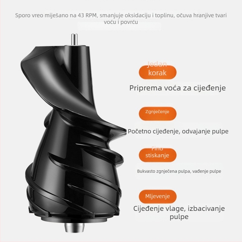 Vertikalni sokovnik s odjeljivanjem pulpe i soka, 201–500 W, kapacitet 401–600 ml, brzina 12001–15000 rpm, kućište od PC plastike za hranu, 220V