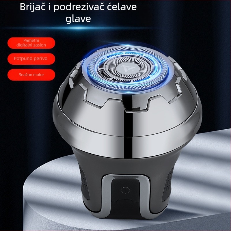 Bežični trimer za glavu s rotirajućim nožem od nehrđajućeg čelika, ugrađena baterija 500–800 mAh, motor s četkicama, radno vrijeme 3–6 sati