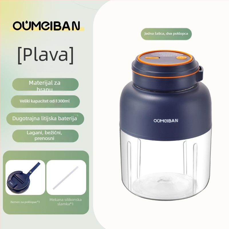 Prijenosni sokovnik, 200 W, velika kapaciteta 401–600 ml, unutarnji spremnik od prehrambenog PC-a, 18 000 RPM