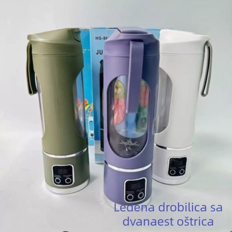 Automatska čaša za sok za kućnu upotrebu, prijenosni USB punjivi sokovnik, velika kapaciteta 401–600 ml, 12-stupanjova oštrica, ugrađena baterija koja se puni