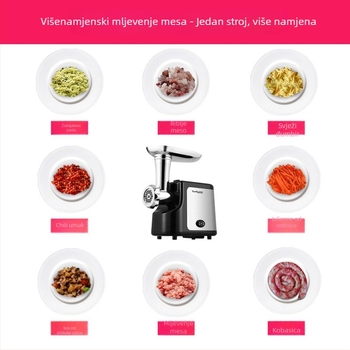 Tenfly nehrđajući čelik kućni električni stroj za mljevenje mesa, višenamjenski punjač kobasica GI350A; 350W, 2 brzine, 110-240V, kapacitet preko 40 L