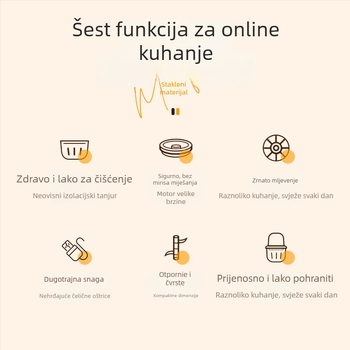 Električna presa za češnjak, bežična, prijenosna, staklena posuda, 4 oštrice, ≤36V, <10 000 rpm