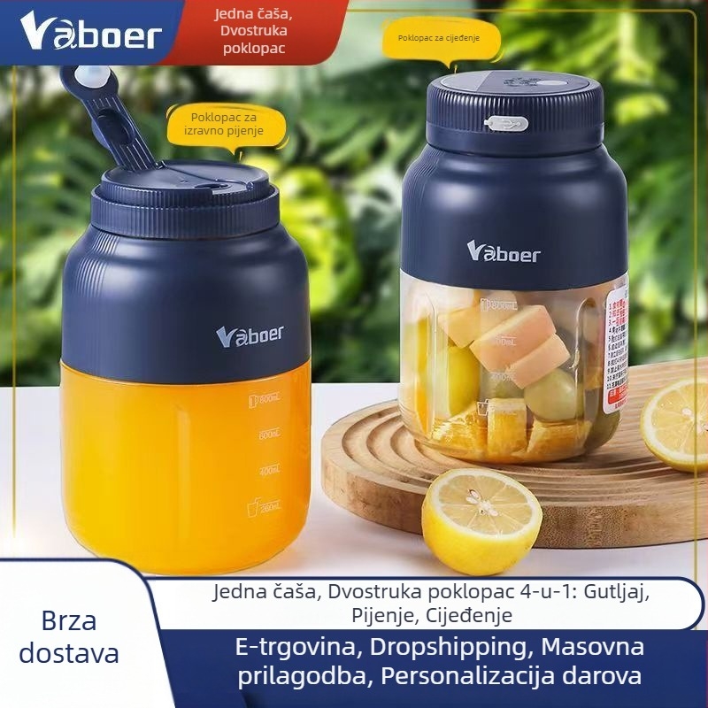 Prijenosni sokovnik u šalice, 5+ oštrica, unutarnji silikonski spremnik, ugrađena litij baterija, maksimalna brzina 20 001–22 000 rpm, kapacitet 1001–1500 ml