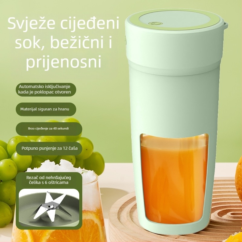 Mini multifunkcionalni sokovnik za dom i domsku sobu, 18000 o/min, 200W, kapacitet 400 ml, više od 5 oštrih glava, ugrađena baterija