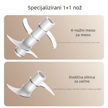 Višenamjenski procesor hrane za mljeveno meso i dječju hranu – bežični, prijenosni, 4 oštrice, 1. brzina, kapacitet ispod 1 L, ≤36 V, maksimalna 10000 rpm