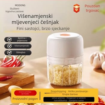 Električni usitnjavač češnjaka, kapacitet ispod 1 L, 3 oštrice, poluautomatski, bežični, 110–240 V, motor do 10 000 obr/min
