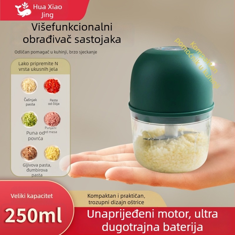 Električni lis za češnjak i procesor hrane s 3 oštrice, kapacitet ispod 1 L, ABS kućište, napon ≤ 36 V, brzina < 10 000 rpm