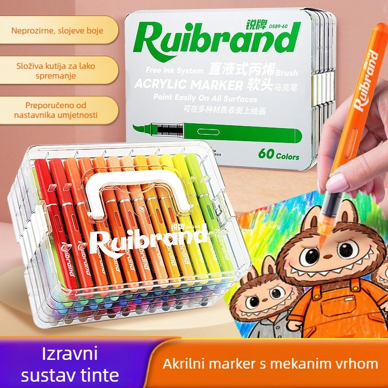 Rui tekući akrilni marker – vodootporan, brzo se suši, otporan na razmazivanje za umjetnost i akvarel
