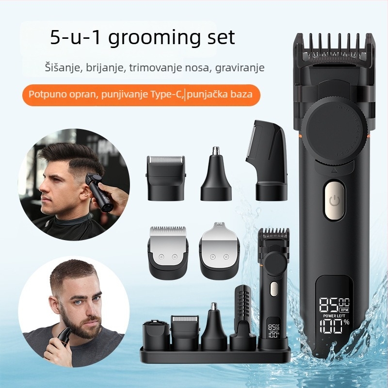 Lico Šest-u-jedan električni uređaj za kosu s motorom bez četkica, oštrice od nehrđajućeg čelika, ugrađena baterija 500–800 mAh, trajanje 1–3 sata, buka 36–45 dB