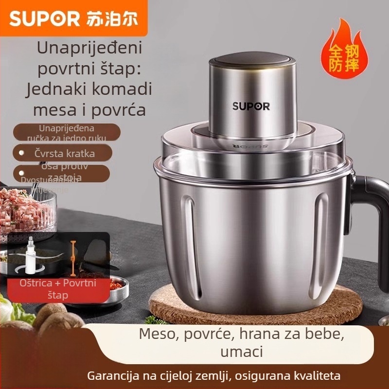 Supor mlin za meso 1–3 L, kućište od nehrđajućeg čelika, 2 brzine, mehaničko upravljanje, poluautomatni